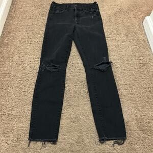 Mother Looker Ankle Fray Women's 24 Black Denim Skinny Distressed Guilty As Sin
